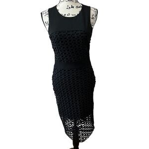 Maje lace overlay midi dress black 2